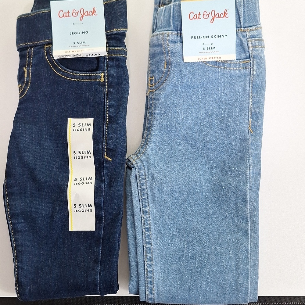 Cat & Jack Dark and Light Blue Jeggings Set Pull On Skinny